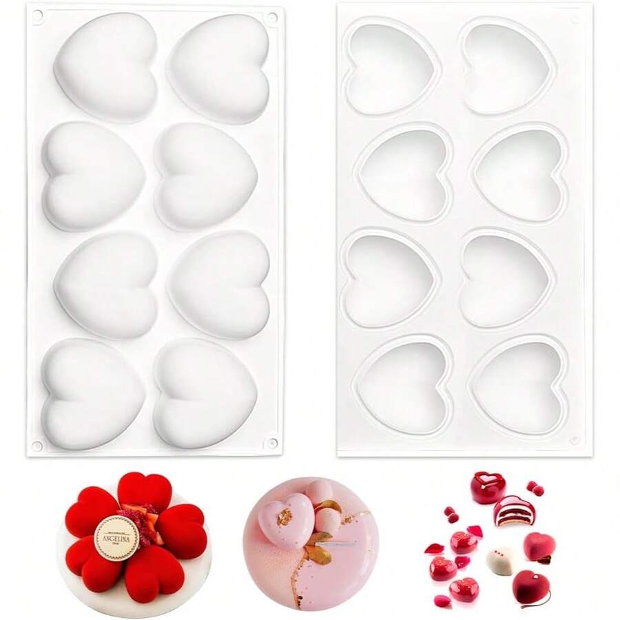 Heart-Shaped Chocolate Mold, Multi-Cavity Silicone Mold Suitable For Baking Chocolate, Cakes, Making 3D Handmade Candles, Mousse, Desserts, Jelly And Pudding DIY Tools - Multicolor - View 1