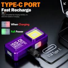 1pc Powerful Mini COB EDC Keychain Flashlight, Rechargeable Small Pocket Torch, Magnetic Worklight For Emergency Use - Multicolor - View 7