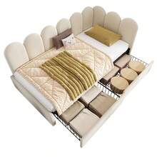Upholstered Daybed 90x190 Cm, Daybed Sofa Bed With Hydraulic Storage, Children's Bed With Metal Slatted Base, Velvet, Beige, Without Mattress - Beige + Velvet + 90cm X 190cm - View 11