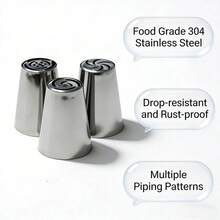 10 Peças Conjunto de Bicos de Confeitar em Aço Inoxidável com Acoplador e Pincel - Perfeito para Cupcakes, Bolos e Cozimento, Essencial para a Cozinha - Multicolorido - Visão 7