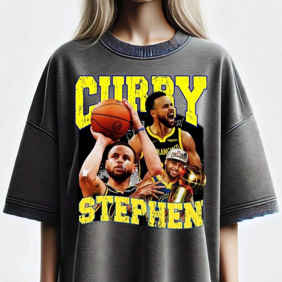 Vintage Curry Bootleg Tee Design_ Basketball Graphic Shirt Sublimation PNG (Digital Download - màu đen - Xem 1