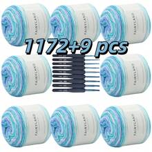 NIMBUSKNIT 9/17 Pieces/Box, 8 Pieces Of Colored Cotton Yarn + 9 Pieces Of Crochet Hooks, 60% Cotton, 30% Acrylic, 10% Wool, For DIY Knitting And Crochet Sweaters And Scarves, Gradient Cake-Dyed Medium-Weight Pure Cotton Yarn + A Full-Size Crochet Hook Set, Handmade Knitting Scarf Yarn DIY Material Pack (800g+150g), Halloween, Wedding Decorations, Guest Handmade Gifts, Beginner-Friendly Crochet Tool Kit For Scholars, Christmas Gift Crochet Accessories And Supplies - A49 - 查看 28