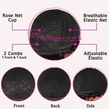 Women's Brazilian Remy Human Hair Pixie Cut Wig - Glueless Natural Look With Blonde Highlights, 180% Density Curly Wave, Soft Breathable Rose Net Cap, Full Machine Made Wig For Everyday, Parties & Special Events - S4/30 - View 10