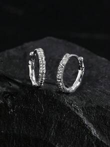 1 Pair Bamboo Knot Hoop Earrings, Layered Rhinestone Circular Earrings, Fashionable And Versatile, Suitable For Party And Daily Wear, - Multicolor - View 14