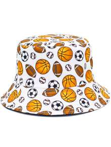 1顶男女通用双面渔夫帽，运动球印花，休闲透气，适合户外活动、日常佩戴、情侣装，四季皆宜 - A - 查看 1