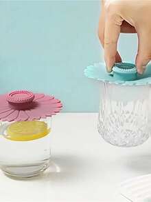 1/3pcs Dustproof Silicone Mug Cup Lids, Creative Sunflower Shaped Cup Cover, Cup Accessories Festive Table Decorations Christmas - Multicolor - View 4