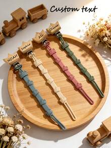 Personalized Silicone Pacifier Clip, Crown Design, Toy Tether, Durable Material, Ideal Baby Shower Gift - Multicolor - View 3