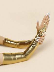 1pc Long Rhinestone Elastic Sleeve Gloves For Women, Party & Ball - Multicolor - View 7