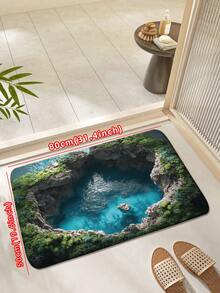 1pc 3D Visual Illusion Deep Pit Landscape Pattern Bath Mat, Modern Farmhouse Absorbent Non-Slip Bathroom Rug, 1cm Thick Rectangle Bathroom Carpet, Thick & Soft Bathroom Small Rug, Machine Washable Easy Clean Entryway Decor Doormat, Suitable For Living Room, Bedroom, Kitchen, Bathroom, Entrance, Party, Holiday, Gift Entryway Decor Bathroom Kitchen Decor - Multicolor - View 15