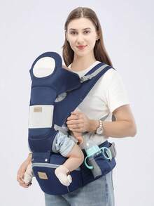 3-In-1 Baby Carrier Waist Stool, Lightweight 4-Season Ergonomic Backpack, Multifunctional Infant Carrier - Dark Blue - View 3