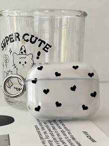 Black Heart Painted Earphone Case With Button, Transparent Protective Cover, Anti-Drop Soft Shell Compatible With Apple 1/2/3/4, Pro 2nd Gen, 3/4/5 Wireless Bluetooth Earphones, Suitable For Women - Multicolor - View 5