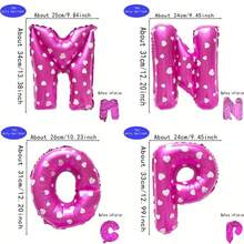 1pc, Pink Print Heart Printed Pink English Letter A-T Aluminum Film Balloon 16", For Birthday Celebration Anniversary Event Celebration Decoration Aluminum Film Balloon - Pink - View 6
