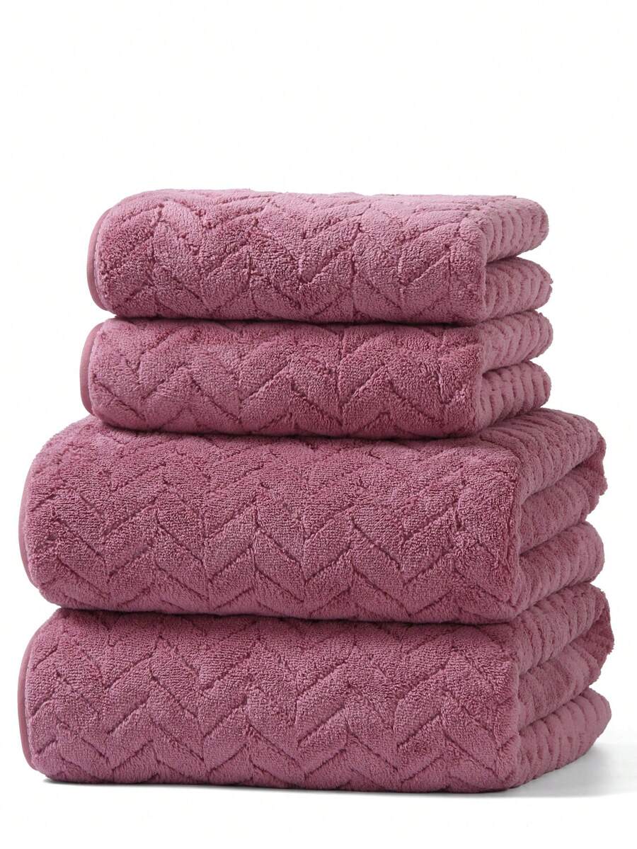 1 pièce/2 pièces/3 pièces/4 pièces Serviettes de famille en polaire de corail douces et absorbantes, de couleur unie, sans peluche, légères, pour couples, séchage rapide pour usage domestique. Serviette de toilette 34*75cm ou serviette de bain 70*140cm ou 1 pièce 34*75cm serviette de toilette + 1 pièce 70*140cm serviette de bain Décoration de salle de bain - Fushia - Voir 1