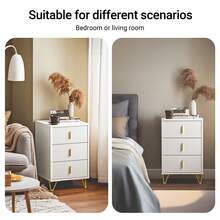 SoBuy Bedside Table, Nightstand With 3 Drawers And Storage Compartment, Modern Side Table For Bedroom And Living Room - White - View 6