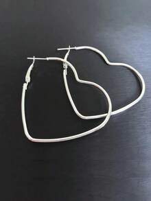 1 Pair Women's Fashion Faux Gold Heart Hoop Earrings For Party Daily Wear Statement Jewelry Gift 1CNZ - 金子 - 查看 5