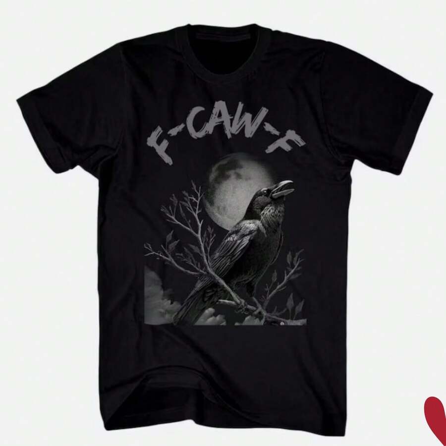 Black Crow F-Caw-F Shirt, Funny Moon T-Shirt - Black - View 1