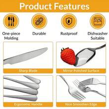 24Pcs Cutlery Dinner Set Stainless Steel Metal Tableware Forks Tea Spoons Boxed - Silver - View 7