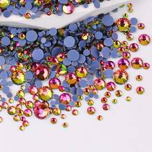 SS6 2mm-SS12 3mm, 1440pcs/Pack, SS16 4mm, 720pcs/Pack, SS20 4.8mm, 360pcs/Pack, SS30 6.4mm, 288pcs/Pack, Round Flat Bottom Glass Crystal Rhinestones, Multi-Color Crystal Gems Hot-Fix DMC Jewelry Beads For DIY Nail Art, Clothing, Bags, Shoes, Crafts, Sparkling Nail Stickers Decoration - Multicolor - View 171