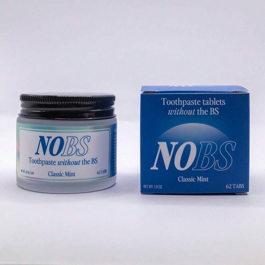NOBS (No Bad Stuff) Toothpaste Tablets - Nano Hydroxyapatite, Fluoride & Plastic Free, &Travel Friendly - Remineralize With NHA (1 Month) - Powder - View 1
