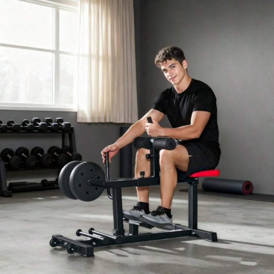 Leg Weight Bench, Calf Exercise Machine, With Wheels, Home Fitness Equipment, Steel, Black - Black - View 1