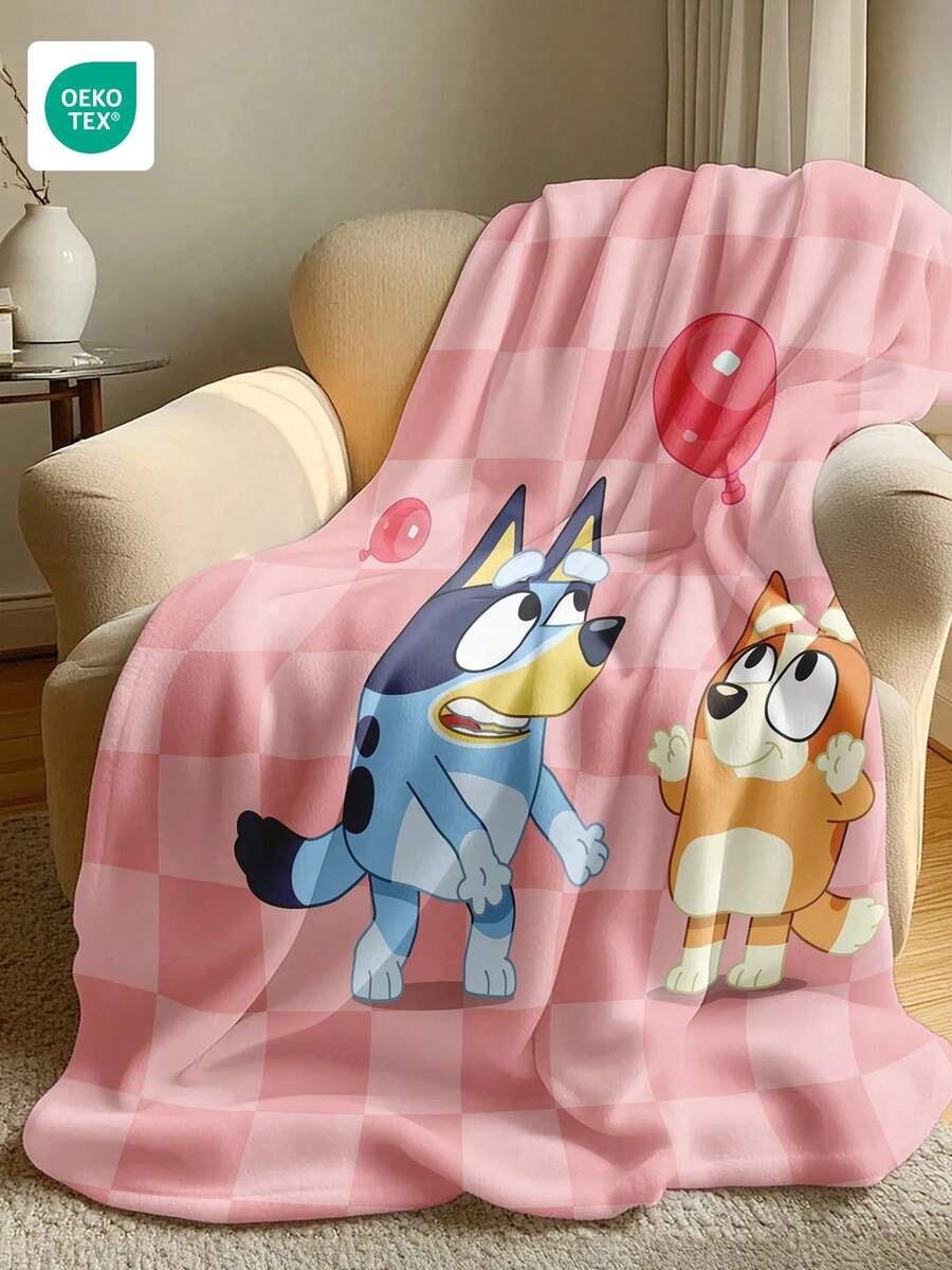 Bluey 1 chiếc chăn nỉ  - Sự lựa chọn hàng đầu để trang trí phòng, siêu mềm mại và nhẹ, in hình hoạt hình, họa tiết  ném bóng bay, hoàn hảo cho gia đình, sử dụng hàng ngày, quà tặng sinh nhật (cho bạn bè, gia đình hoặc chính bạn), ấm áp và dễ chịu, mềm mại và dễ giặt, kiểu dáng đáng yêu, trang trí phòng.