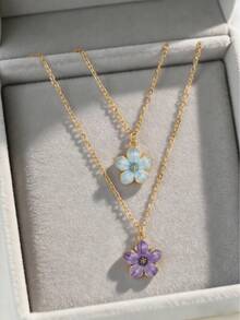 1 Pc Exquisite Fashion Five-Petal Flower Charm Clavicle Necklace,Stainless Steel Necklace ,Sweet Cute Street Accessory Gift For Daily Life - Cherry Blossom Necklace - View 3