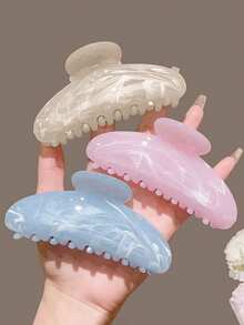 3 件/1 件女式大号 10.5 厘米/4.13 英寸混合颜色白色粉色蓝色轻质塑料发夹，时尚百搭高端优雅简约配饰，适合日常佩戴、休闲派对通勤海滩度假、发型造型洗发化妆发爪发夹发夹发夹发夹发夹秋冬女士发饰 - 彩色 - 查看 1