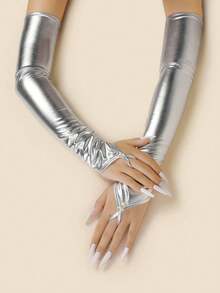 1pc Long Rhinestone Elastic Sleeve Gloves For Women, Party & Ball - Multicolor - View 4