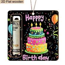 1/4 件套生日礼物套装，黑色木质零钱罐，生日快乐主题，生日惊喜礼物，送给寿星的完美现金礼物，生日派对装饰，家居挂饰，房间装饰，生日礼物。送给男孩的礼物，送给女孩的礼物，送给长辈的礼物。生日装饰 - 黑彩色 - 查看 11