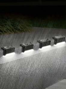 4个太阳能灯塔造型灯 - 暖白光，防水户外花园小径楼梯围栏夜灯 - 階梯燈 - 查看 6