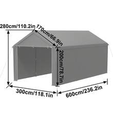 Garage Shelter/Storage Tent/UV-Protected Shelter With Roll-Up Window, Grey/White - Gray - View 9