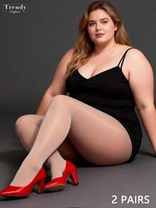 2/1pc 80D Plus Size Glossy Opaque Stirrup Tights, Camel Solid Color Elastic Leggings, Shiny Smooth Pantyhose, Fashion Sexy Versatile Black Stockings For Halloween, Christmas - Camel - View 12