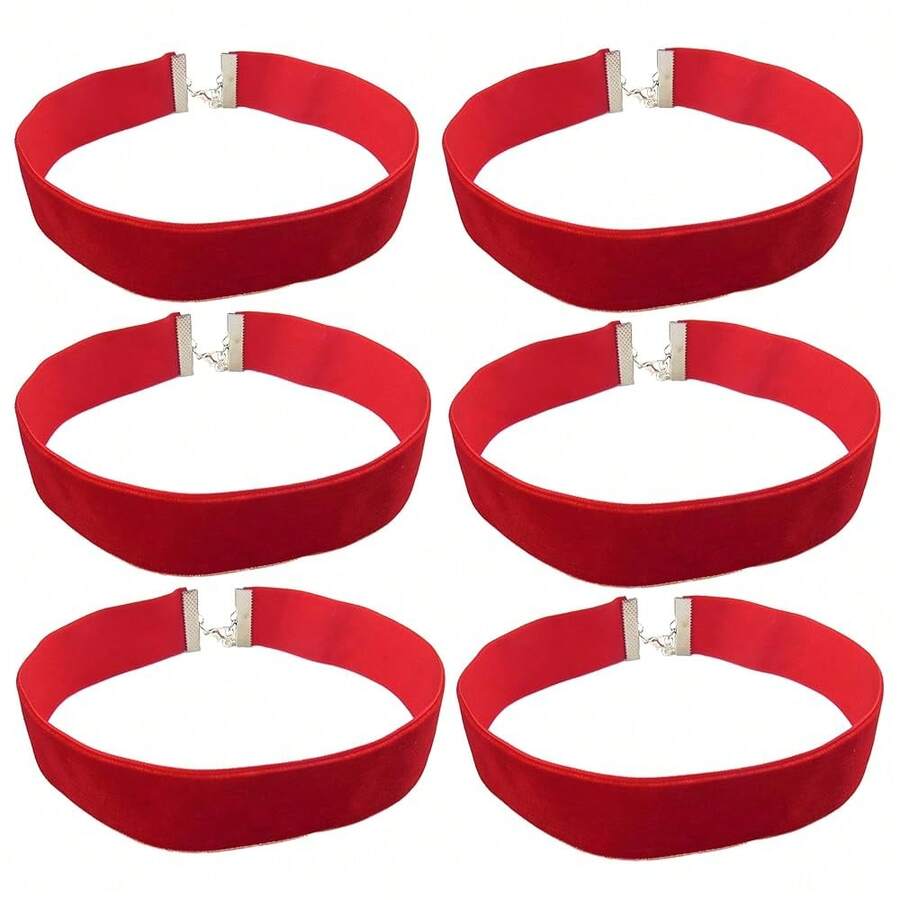 12pcs 1 Inch Width Chokers Vintage Necklace For Women With Extension (XL-1019-3) - 2.54公分-12個-紅色 - 查看 1