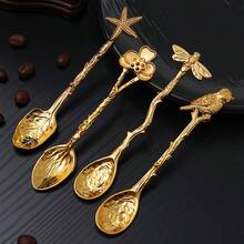 Vintage Creative Coffee Spoon, Ornate Palace Style Golden Restaurant Stirring Spoon, Dessert Jam Spoon, Zinc Alloy Coffee Spoon - Multicolor - View 17