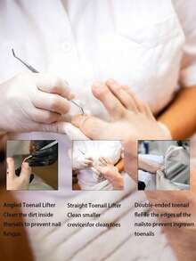 3pcs Stainless Steel Inset Toenail Tool Kit - Double-Sided Toenail File, Professional Pedicure Tool, It Can Be Used To Clean The Space Between Toes - A - View 4