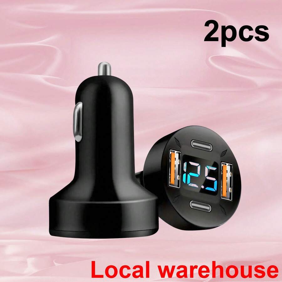 2A+2C Car Charger With LED Voltage Display (Car Accesories / Carro Accesorios / Accesorios Para Carro) – 2-Pack (Black) | Cargador De Apple Mobile Devices & IPad | Local Warehouse - one-size - View 1