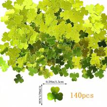 140pcs St. Patrick's Day Colorful Confetti, Clover Pattern, Green, Party Table Decor, Glitter Sprinkles, Or For DIY Lucky Clover Party Supplies - Multicolor - View 8