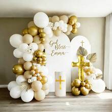 Bộ 10/99 bóng trang trí cổng vòm bóng bay cho lễ Rước lễ, bóng trang trí lễ Rửa tội, bao gồm bóng bay màu trắng, trắng ngà, vàng, bóng bay hình thánh giá vàng, bóng bay chữ "GODBLESS", thích hợp cho lễ Rước lễ, lễ Rửa tội, tiệc sinh nhật, cầu nguyện xin Chúa ban phước lành, chủ đề Tình yêu và Hòa bình, trang trí lễ Rước lễ lần đầu, trang trí lễ Thêm sức. - Nhiều màu - Xem 4