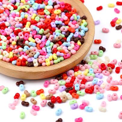 400颗彩色亚克力花生形珠子，DIY首饰制作，工艺品材料，友谊礼物，家居装饰，小饰品