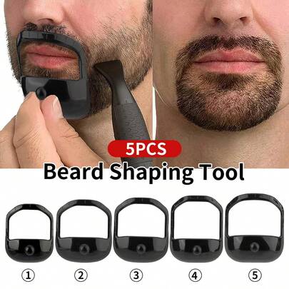 1 Set de plantillas para dar forma a la barba, Set de 5 piezas de plantillas para dar forma a la barba
