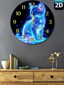 1pc 10"/12" Illuminated Cat Wooden Wall Clock, Charming, Silent Design | Prominent Roman Numerals, Perfect For Bedroom & Cat Lovers Decor | Ideal Gift For Cat Lovers, Powered By AA Battery, Decorative Wall Clock, Fun Decor, Illuminated Cat Art, Cat Lover Gift, Room Decor, Bedroom Decor, Dorm Decor, Back To School Decor, School Surprise, Home Decor, School Supplies - Multicolor - View 9