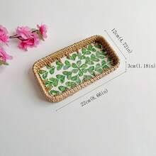 1 szt. Mały prostokątny kosz do przechowywania z rattanu i muszli, 8,66 x 4,72 x 1,18 cala, dekoracyjna tacka do przechowywania biżuterii na biurku - 1PC - Zobacz 17