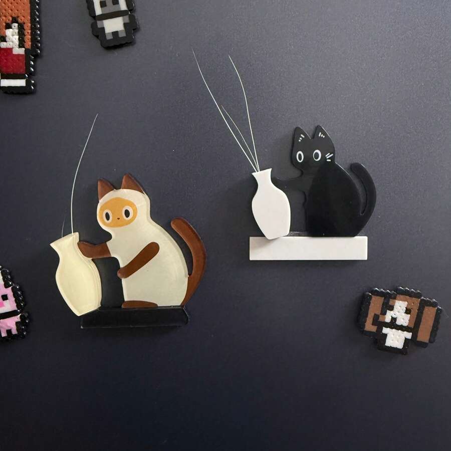 1片装DIY亚克力磁性冰箱贴,可爱猫咪胡须设计:完美展示猫毛和胡须,适用于厨房、办公室、冰箱、白板、储物柜、洗碗机和家居装饰。是送给亲朋好友的绝佳情人节礼物。 - 黑與白 - 查看 1