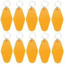 10pcs Blank Hotel Keychains Bulk Vintage Motel Keychain Vinyl  Printing Keychains DIY Keychain Tags (Yellow) - 橘色 - 查看 1