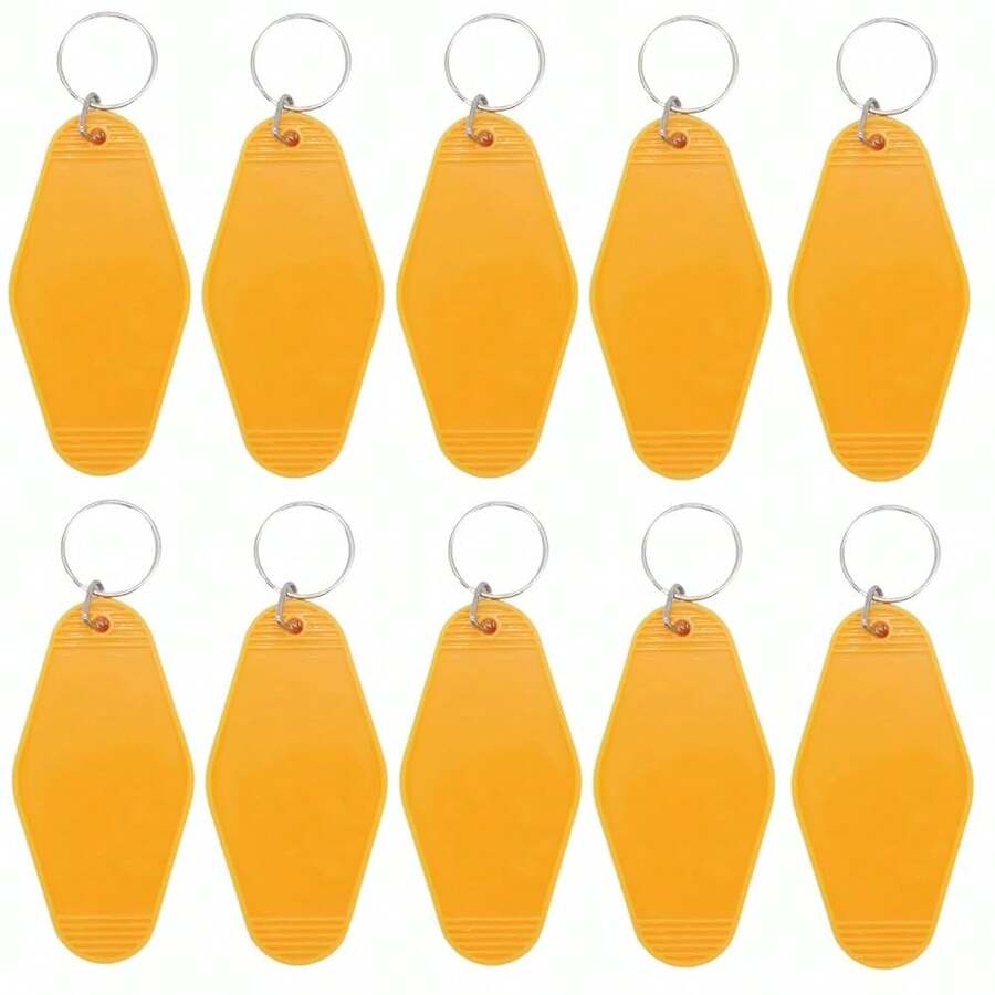 10pcs Blank Hotel Keychains Bulk Vintage Motel Keychain Vinyl  Printing Keychains DIY Keychain Tags (Yellow) - 橘色 - 查看 1