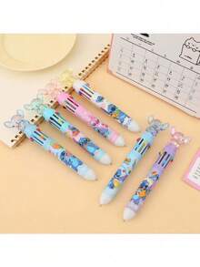 Crystal Stitch Retractable Multi-Color Ballpoint Pen, Cute Cartoon Design For Students, Colorful For Marking And Journaling - Stitch - View 5