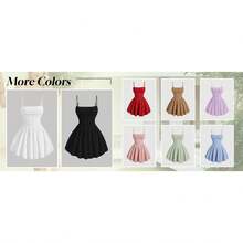 Ruched Corset Mini Dress - Women's Spaghetti Strap Skater Dress With Flowy Fit & Flare Skirt For Date Night - 黑色 - 查看 5