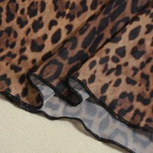 女士性感豹纹透视迷你吊带裙，夏季 - 棕色 - 查看 6