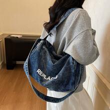 蓝色大容量水桶包，可作单肩包、斜挎包，商务女性日常通勤包。休闲手提包，大容量，宽肩带，可作单肩包或斜挎包使用。 - 彩色 - 查看 9