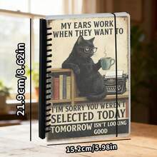 A5尺寸，160页，复古幽默猫咪笔记本，PP透明活页本，螺旋装订日记本，可拆卸活页页，计划本，旅行日记，学习笔记，文具，商务，家居，返校季，完美礼物 - 多色 - 查看 2